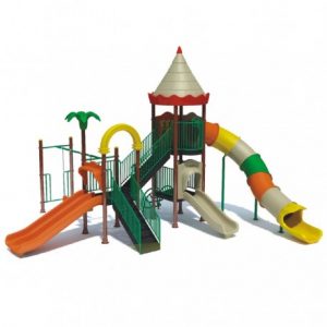 Estación de juegos Plaza 2 toboganes columpios y Tobogan doble altura